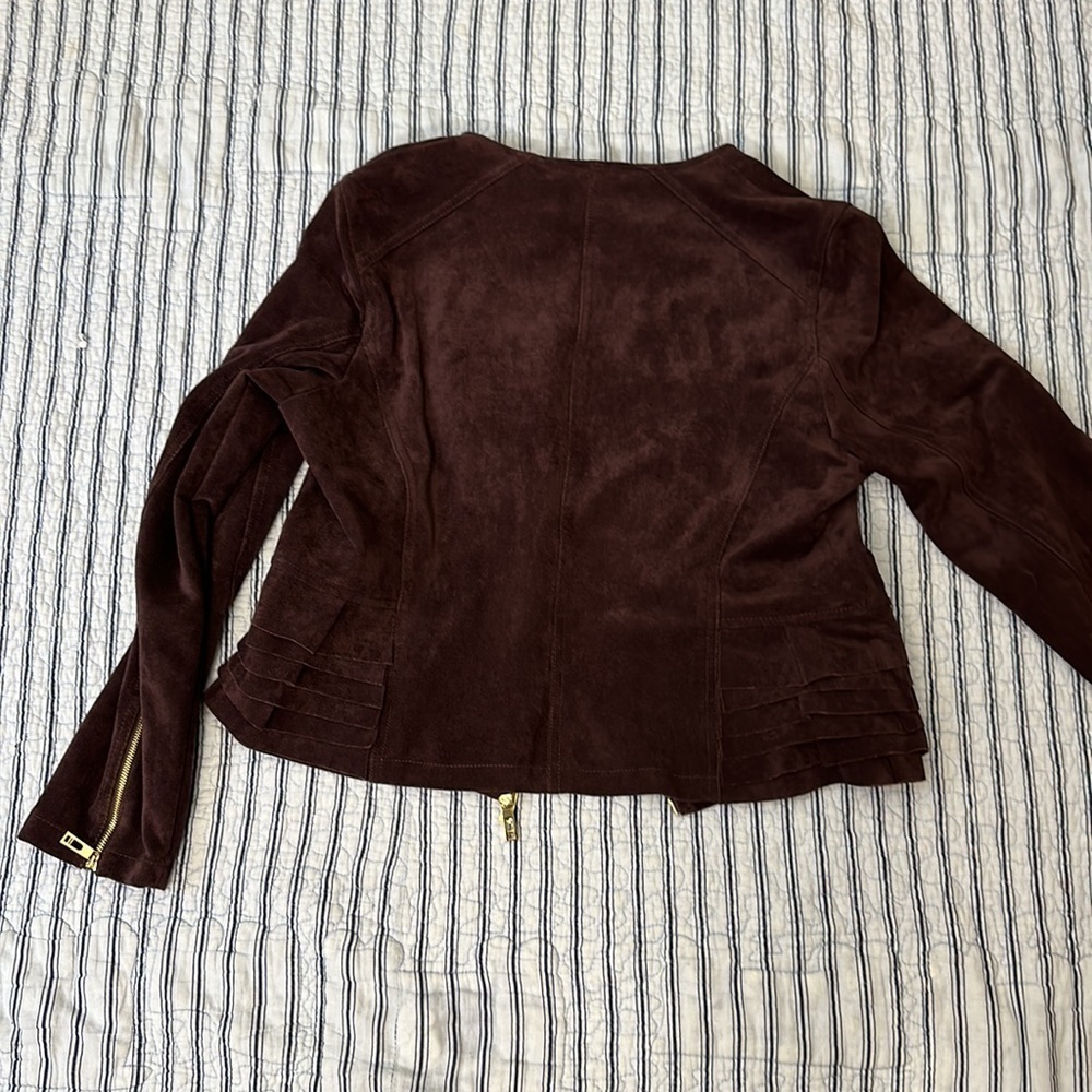 Ivanka Trump  Full Zip Blazer Faux Suede jacket size L - Picture 11 of 14
